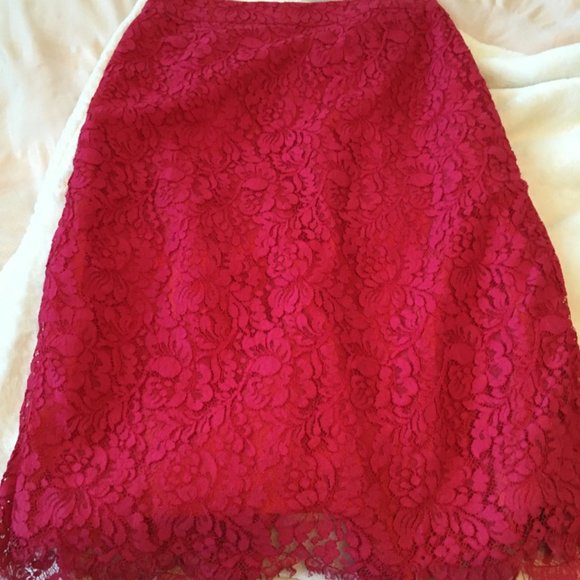 kate spade magenta pink red lace skirt size 4 nwot - Picture 10 of 16